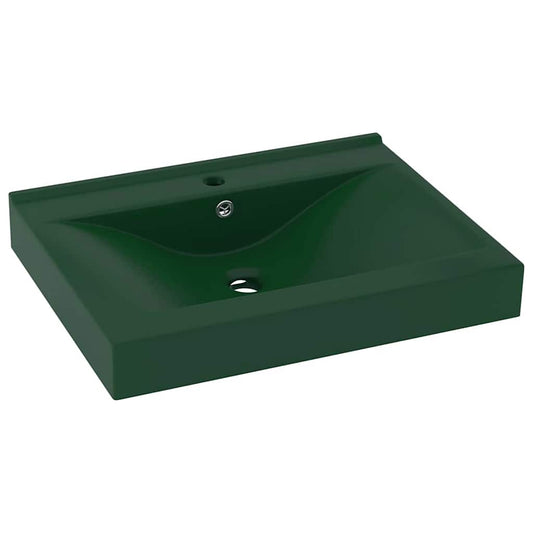 147025 vidaXL Luxury Basin with Faucet Hole Matt Dark Green 60x46 cm Ceramic 147025 vidaXL Luxury Basin with Faucet Hole Matt Dark Green 60x46 cm Ceramic