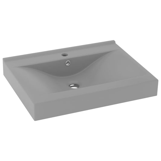 Luxury Basin with Faucet Hole Matt Light Grey 60x46 cm Ceramic Luxury Basin with Faucet Hole Matt Light Grey 60x46 cm Ceramic
