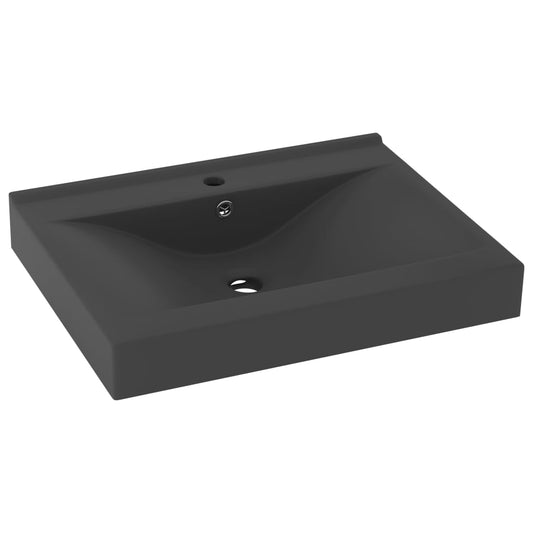 Luxury Basin with Faucet Hole Matt Dark Grey 60x46 cm Ceramic Luxury Basin with Faucet Hole Matt Dark Grey 60x46 cm Ceramic