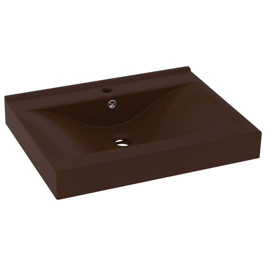 Luxury Basin with Faucet Hole Matt Dark Brown 60x46 cm Ceramic Luxury Basin with Faucet Hole Matt Dark Brown 60x46 cm Ceramic