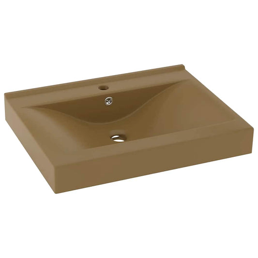 Luxury Basin with Faucet Hole Matt Cream 60x46 cm Ceramic Luxury Basin with Faucet Hole Matt Cream 60x46 cm Ceramic