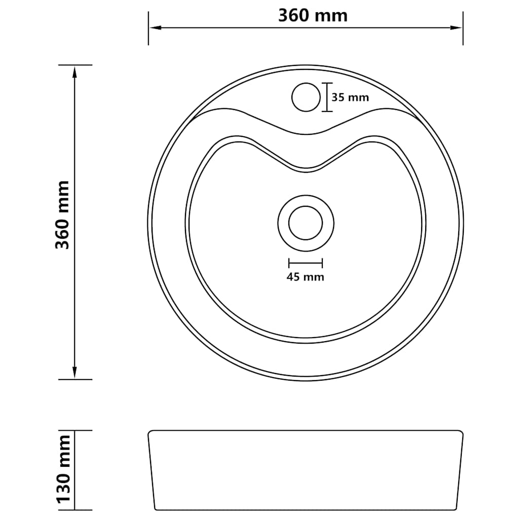 147031 vidaXL Luxury Wash Basin with Overflow Matt White 36x13 cm Ceramic