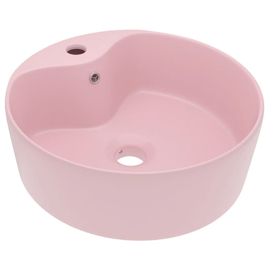 Luxury Wash Basin with Overflow Matt Pink 36x13 cm Ceramic Luxury Wash Basin with Overflow Matt Pink 36x13 cm Ceramic
