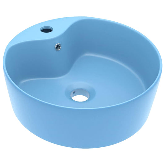 Luxury Wash Basin with Overflow Matt Light Blue 36x13cm Ceramic Luxury Wash Basin with Overflow Matt Light Blue 36x13cm Ceramic