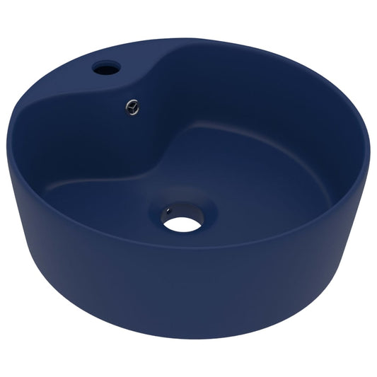 Luxury Wash Basin with Overflow Matt Dark Blue 36x13 cm Ceramic Luxury Wash Basin with Overflow Matt Dark Blue 36x13 cm Ceramic
