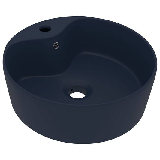 147034 vidaXL Luxury Wash Basin with Overflow Matt Dark Blue 36x13 cm Ceramic 147034 vidaXL Luxury Wash Basin with Overflow Matt Dark Blue 36x13 cm Ceramic