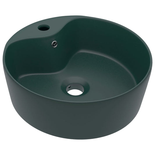 Luxury Wash Basin with Overflow Matt Dark Green 36x13 cm Ceramic Luxury Wash Basin with Overflow Matt Dark Green 36x13 cm Ceramic