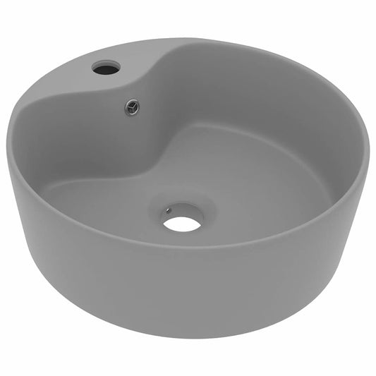 Luxury Wash Basin with Overflow Matt Light Grey 36x13cm Ceramic Luxury Wash Basin with Overflow Matt Light Grey 36x13cm Ceramic
