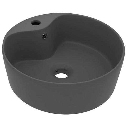 147038 vidaXL Luxury Wash Basin with Overflow Matt Dark Grey 36x13 cm Ceramic 147038 vidaXL Luxury Wash Basin with Overflow Matt Dark Grey 36x13 cm Ceramic