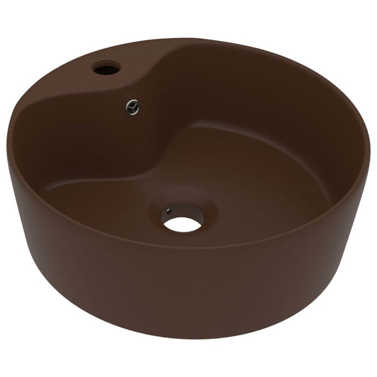 Luxury Wash Basin with Overflow Matt Dark Brown 36x13 cm Ceramic Luxury Wash Basin with Overflow Matt Dark Brown 36x13 cm Ceramic