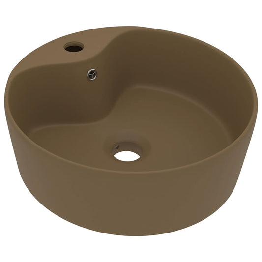 Luxury Wash Basin with Overflow Matt Cream 36x13 cm Ceramic Luxury Wash Basin with Overflow Matt Cream 36x13 cm Ceramic