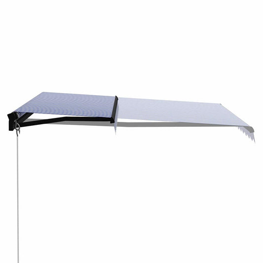 Manual Retractable Awning 350x250 cm Blue and White Manual Retractable Awning 350x250 cm Blue and White