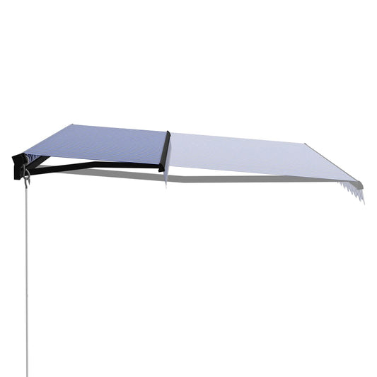 Manual Retractable Awning 450x300 cm Blue and White Manual Retractable Awning 450x300 cm Blue and White