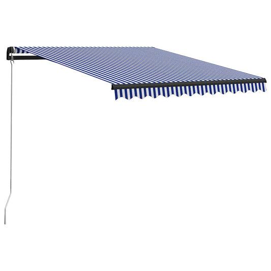 Manual Retractable Awning with LED 300x250 cm Blue and White Manual Retractable Awning with LED 300x250 cm Blue and White