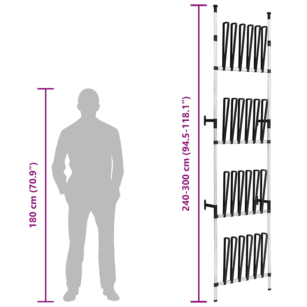 321110 vidaXL Telescopic Boot Rack with Rods Aluminium