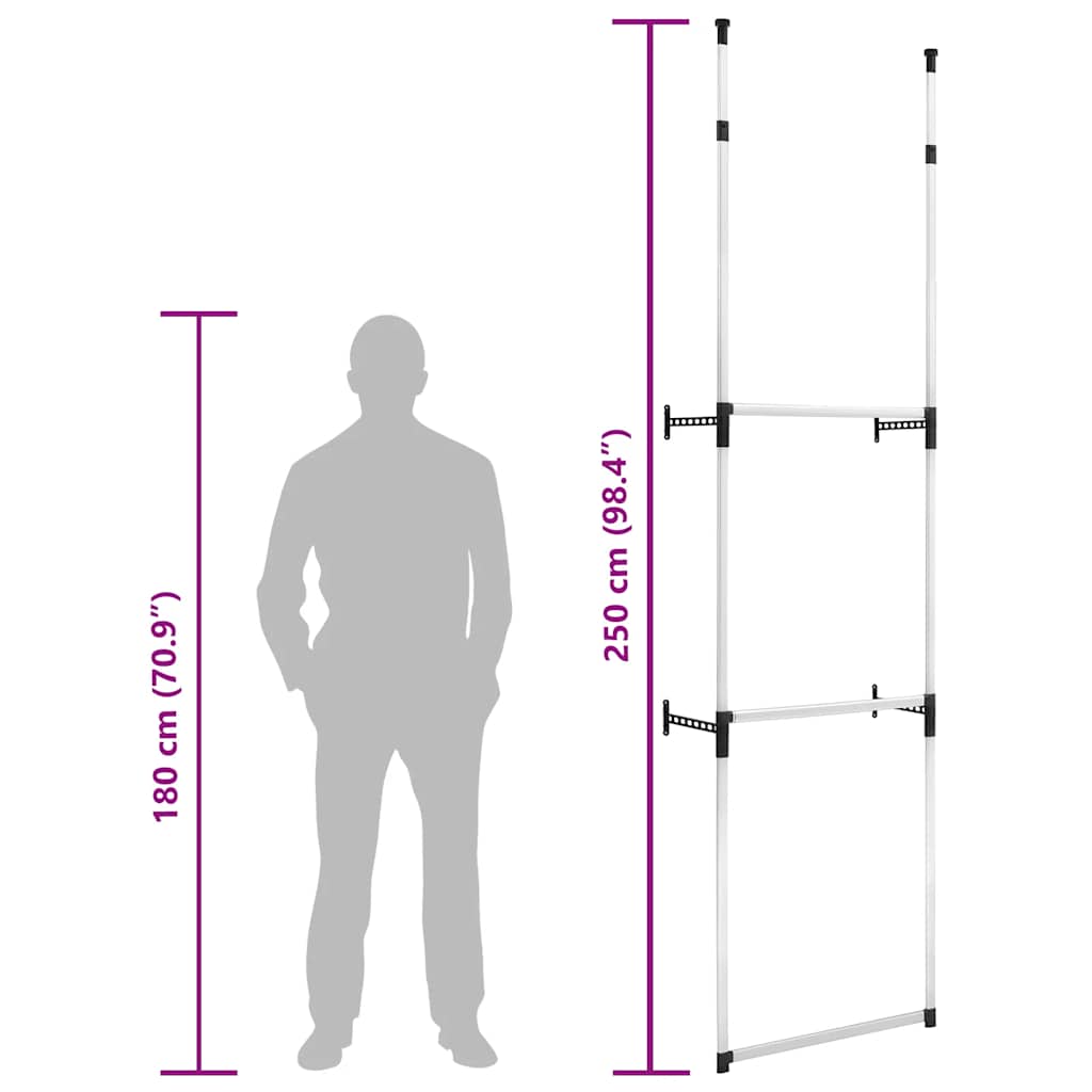 Telescopic Wardrobe System with Rods Aluminium