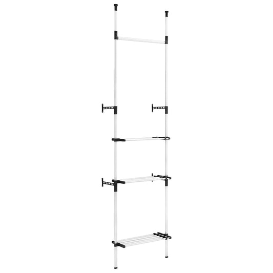 Telescopic Wardrobe System with Rods and Shelf Aluminium Telescopic Wardrobe System with Rods and Shelf Aluminium