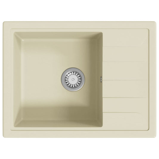 Kitchen Sink with Overflow Hole Oval Beige Granite Kitchen Sink with Overflow Hole Oval Beige Granite