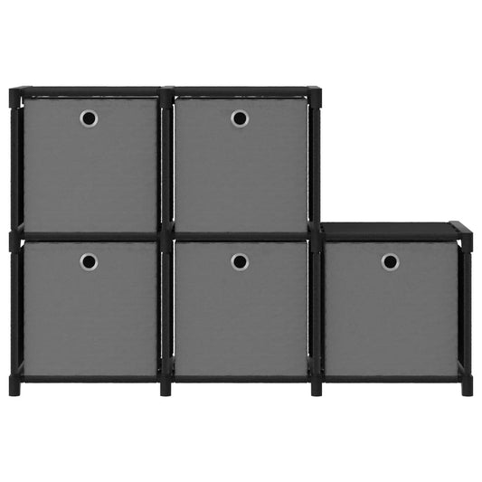 5-Cube Display Shelf with Boxes Black 103x30x72.5 cm Fabric 5-Cube Display Shelf with Boxes Black 103x30x72.5 cm Fabric