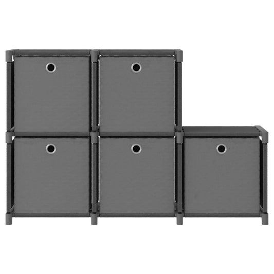 5-Cube Display Shelf with Boxes Grey 103x30x72.5 cm Fabric 5-Cube Display Shelf with Boxes Grey 103x30x72.5 cm Fabric