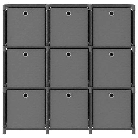 9-Cube Display Shelf with Boxes Grey 103x30x107.5 cm Fabric 9-Cube Display Shelf with Boxes Grey 103x30x107.5 cm Fabric