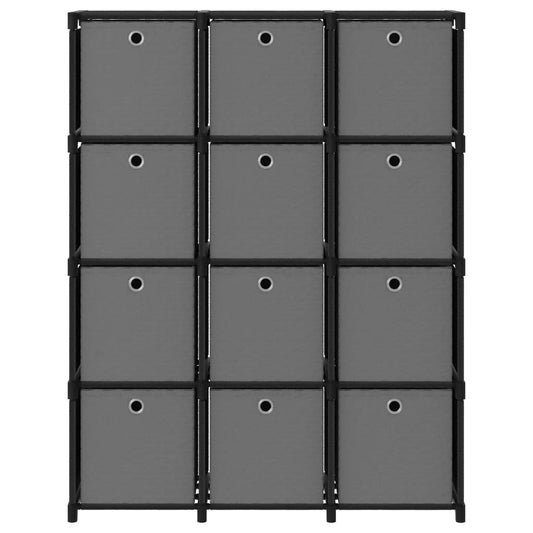 12-Cube Display Shelf with Boxes Black 103x30x141 cm Fabric 12-Cube Display Shelf with Boxes Black 103x30x141 cm Fabric
