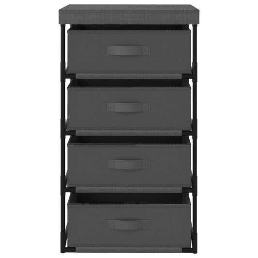 Storage Rack with 4 Fabric Baskets Steel Grey Storage Rack with 4 Fabric Baskets Steel Grey