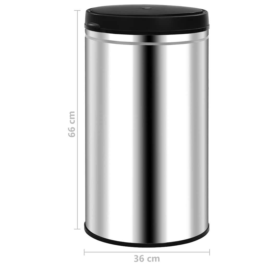 322695 vidaXL Automatic Sensor Dustbin 60 L Stainless Steel