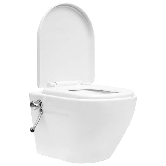 Wall Hung Rimless Toilet with Concealed Cistern Ceramic White Wall Hung Rimless Toilet with Concealed Cistern Ceramic White