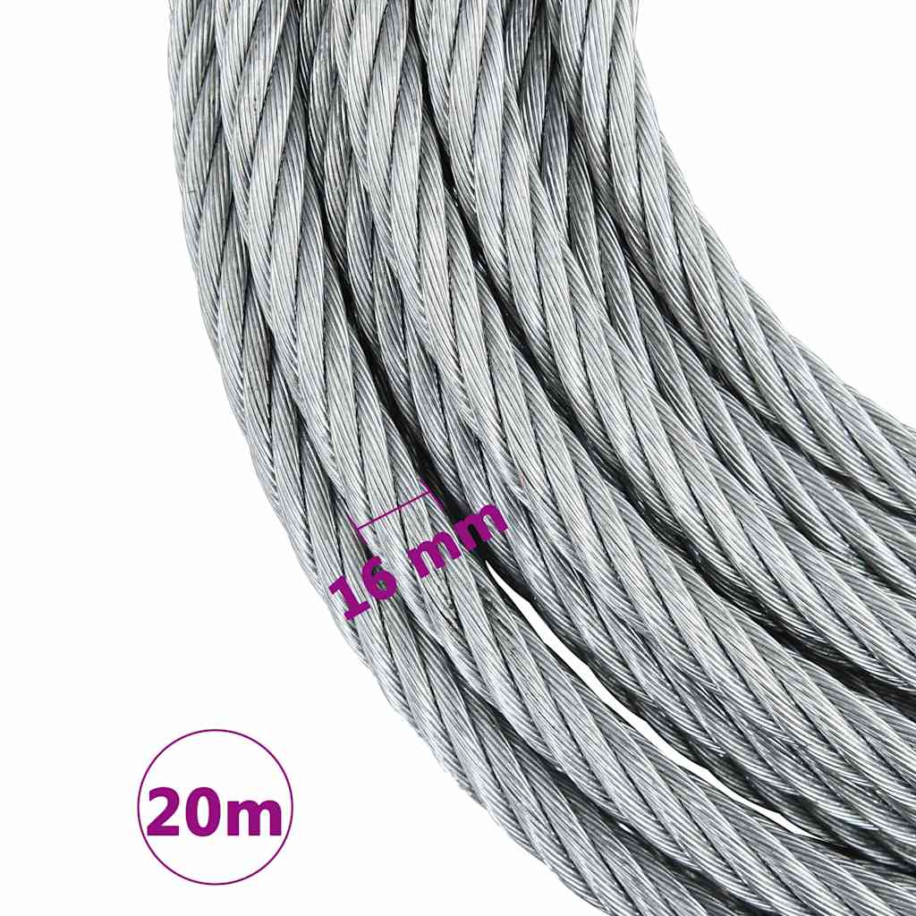 146676 vidaXL Wire Rope Cable 3200 kg 20 m