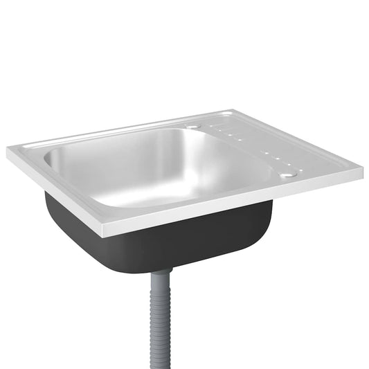 Kitchen Sink with Drainer Set Silver 600x500x155 mm Kitchen Sink with Drainer Set Silver 600x500x155 mm