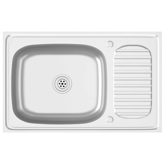 Kitchen Sink with Drainer Set Silver 800x500x155 mm Kitchen Sink with Drainer Set Silver 800x500x155 mm