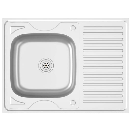 Kitchen Sink with Drainer Set Silver 800x600x155 mm Kitchen Sink with Drainer Set Silver 800x600x155 mm