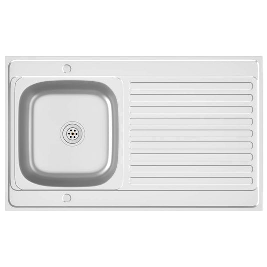Kitchen Sink with Drainer Set Silver 1000x600x155 mm Kitchen Sink with Drainer Set Silver 1000x600x155 mm