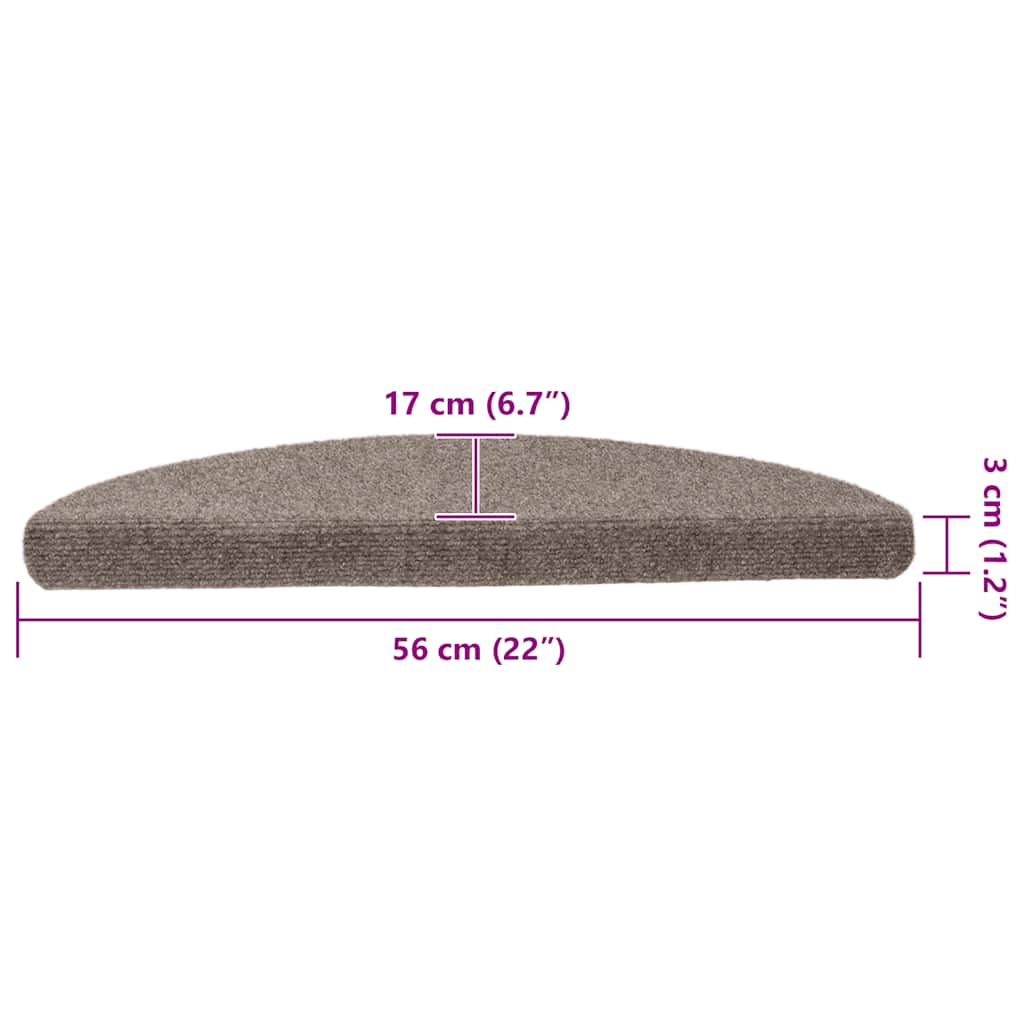 Stair Mats Self-adhesive 15 pcs 56x17x3 cm Beige Half Round