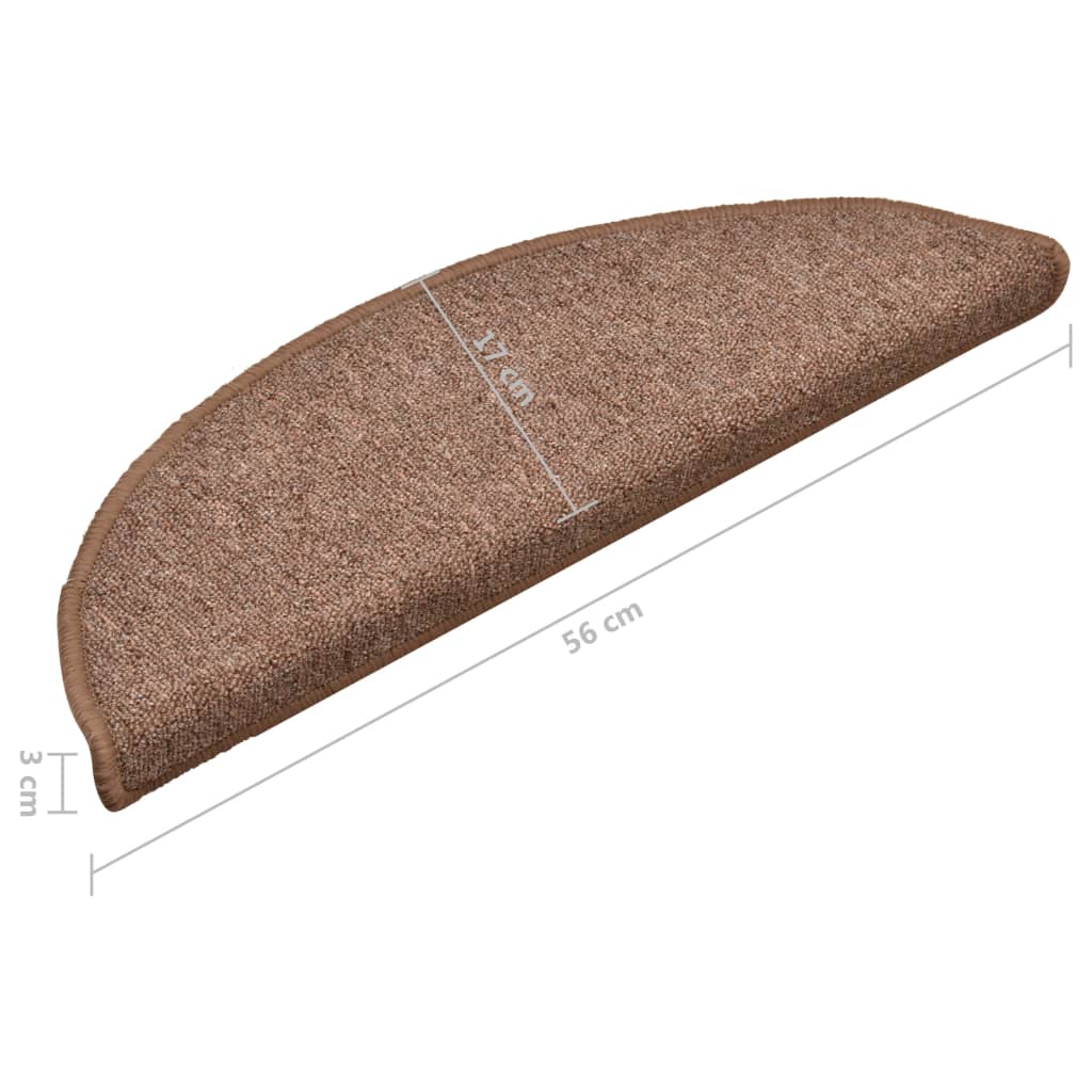 Carpet Stair Treads 15 pcs Brown 56x17x3 cm