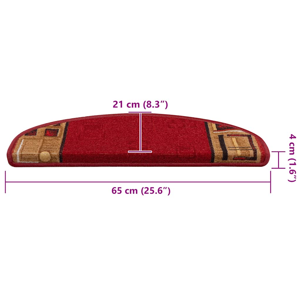 Self-adhesive Stair Mats 15 pcs Red 65x21x4 cm