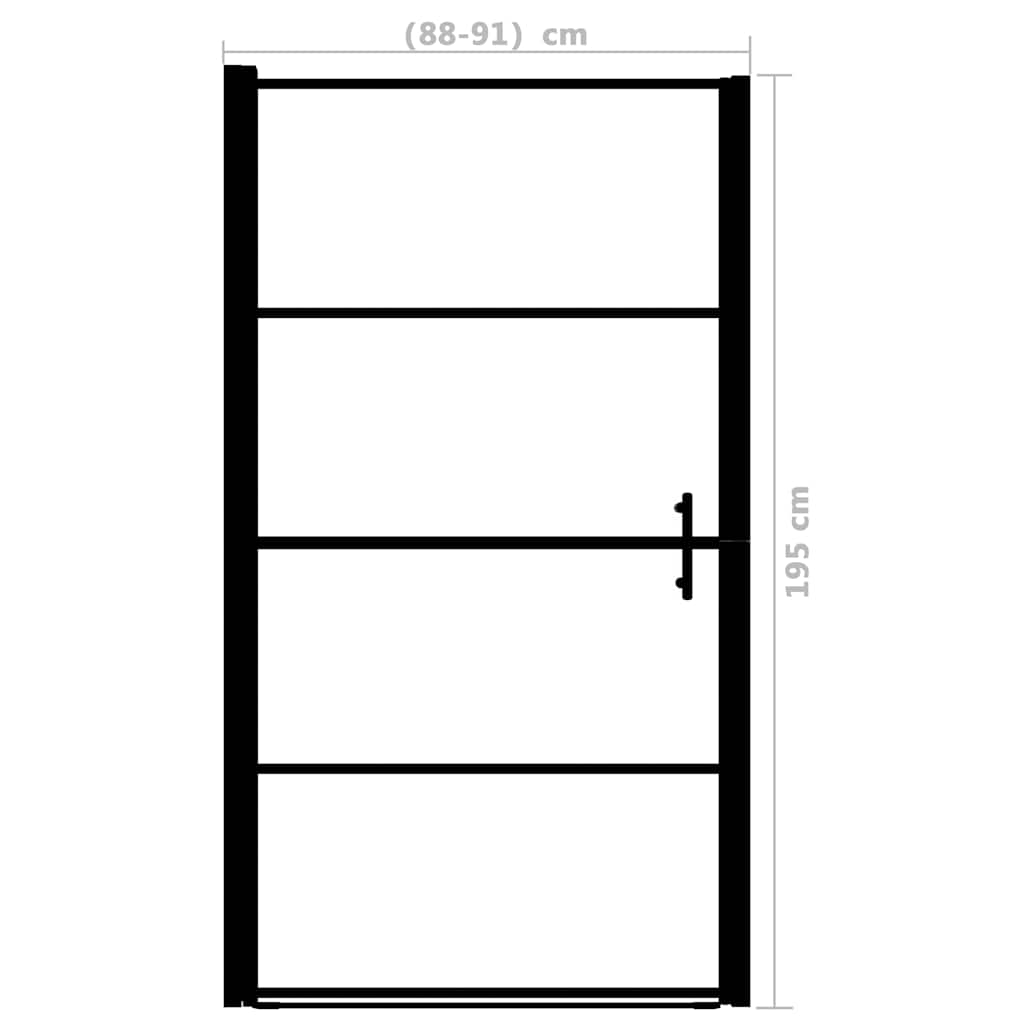 146662 vidaXL Shower Door Frost Tempered Glass 91x195 cm Black