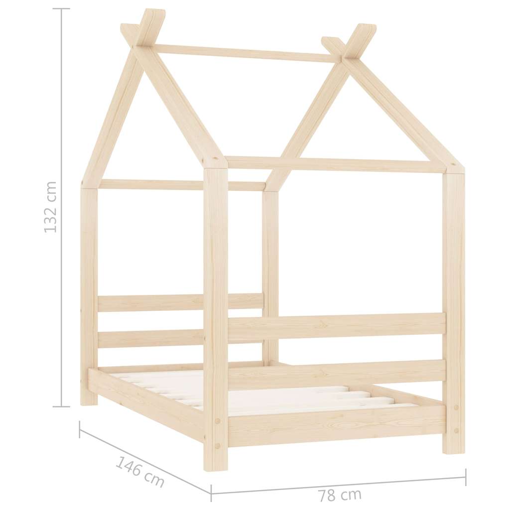 289607 vidaXL Kids Bed Frame Solid Pine Wood 70x140 cm