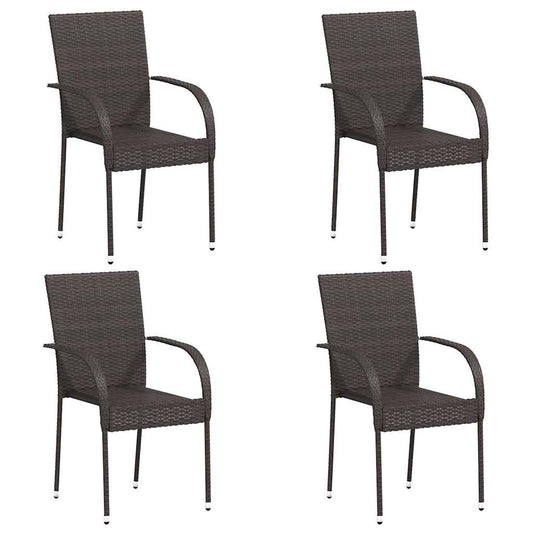 Stackable Outdoor Chairs 4 pcs Poly Rattan Brown Stackable Outdoor Chairs 4 pcs Poly Rattan Brown