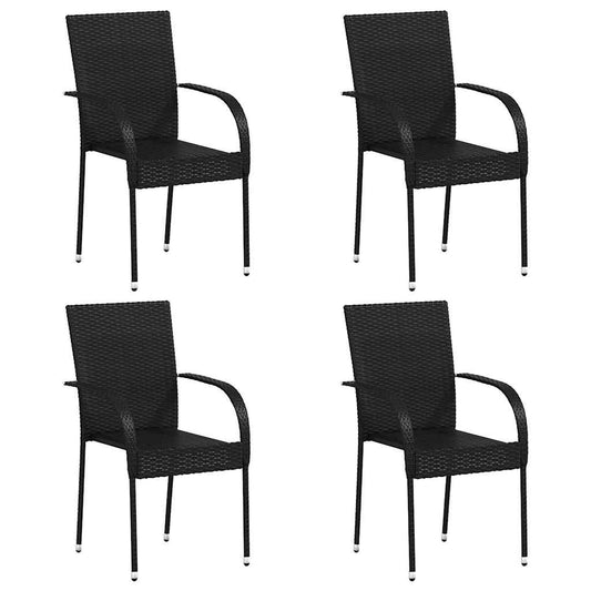 Stackable Outdoor Chairs 4 pcs Poly Rattan Black Stackable Outdoor Chairs 4 pcs Poly Rattan Black