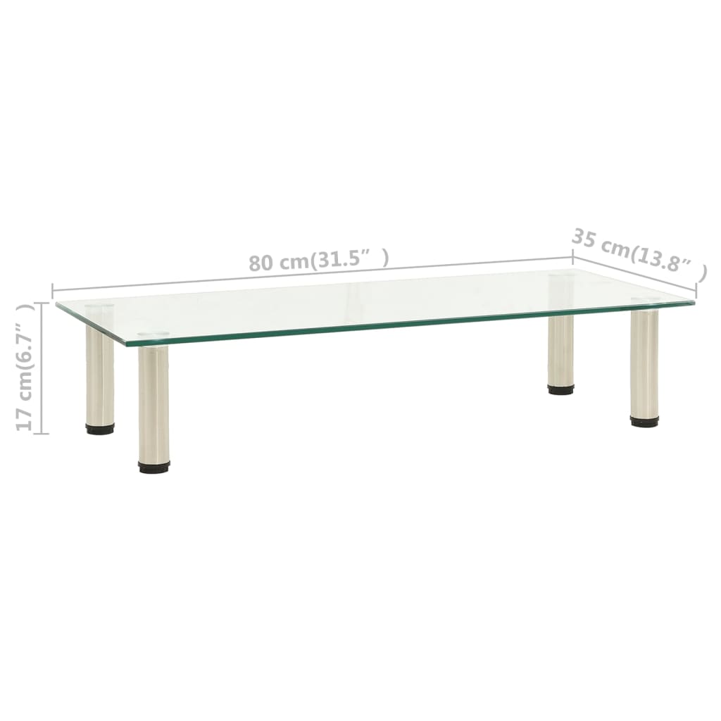 322766 vidaXL TV Stand Transparent 80x35x17 cm Tempered Glass