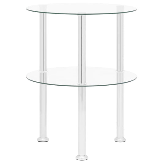 2-Tier Side Table Transparent 38 cm Tempered Glass 2-Tier Side Table Transparent 38 cm Tempered Glass