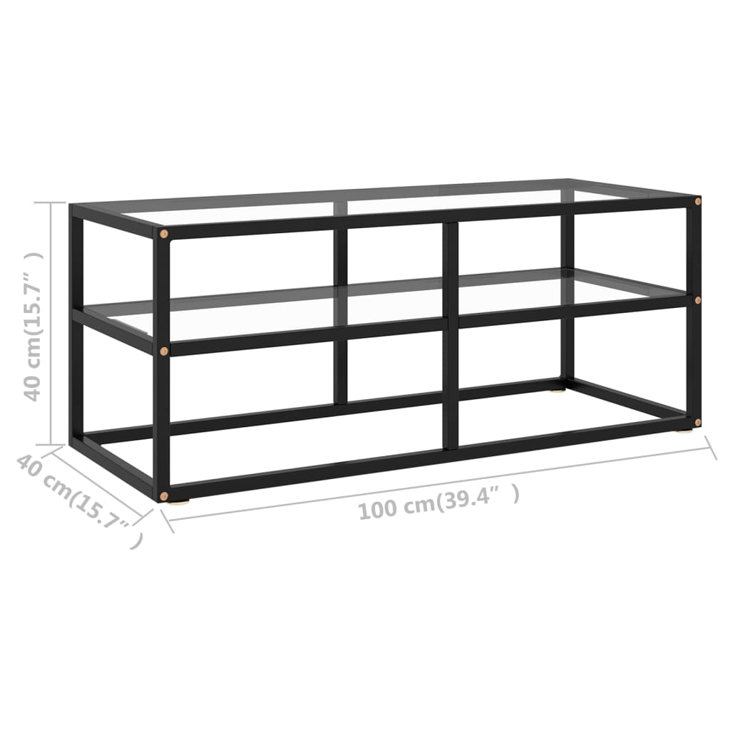 322855 vidaXL TV Cabinet Black with Tempered Glass 100x40x40 cm