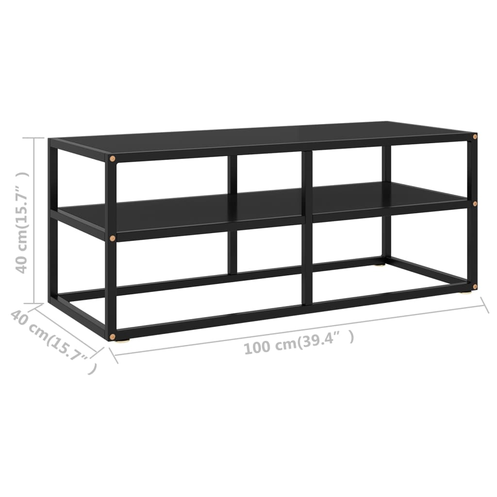 322856 vidaXL TV Cabinet Black with Black Glass 100x40x40 cm