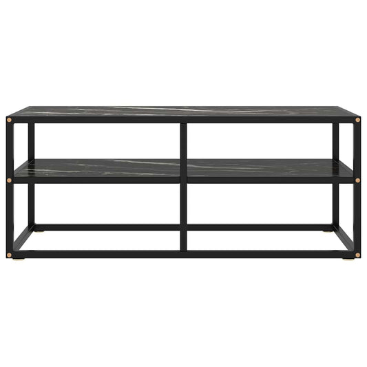 322858 vidaXL TV Cabinet Black with Black Marble Glass 100x40x40 cm 322858 vidaXL TV Cabinet Black with Black Marble Glass 100x40x40 cm