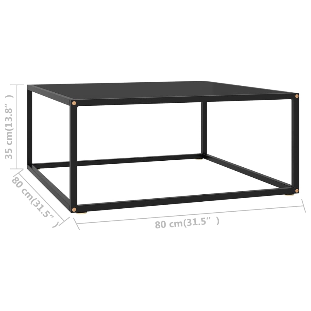322876 vidaXL Coffee Table Black with Black Glass 80x80x35 cm