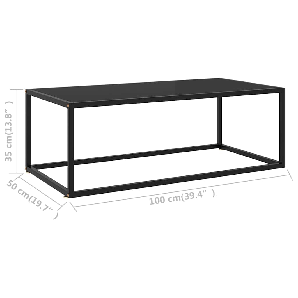 322880 vidaXL Coffee Table Black with Black Glass 100x50x35 cm