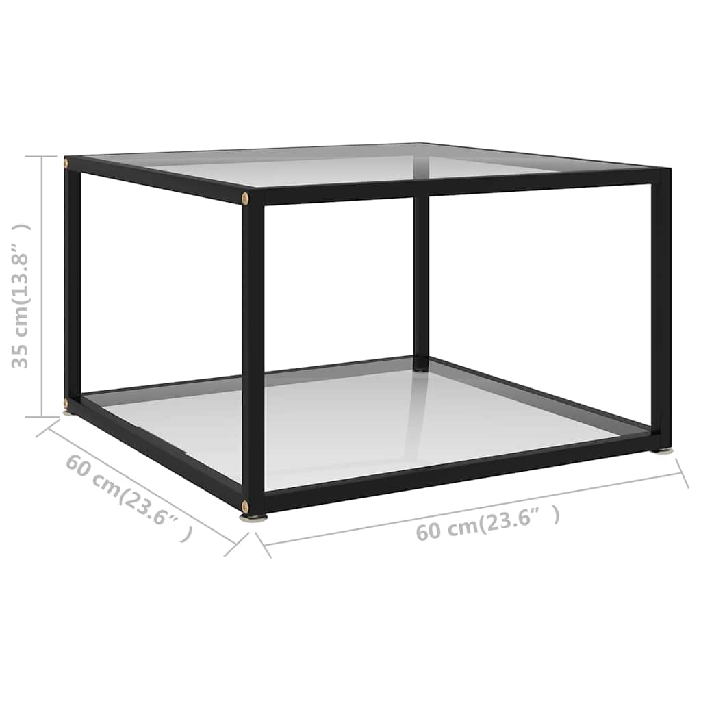 322887 vidaXL Coffee Table Transparent 60x60x35 cm Tempered Glass