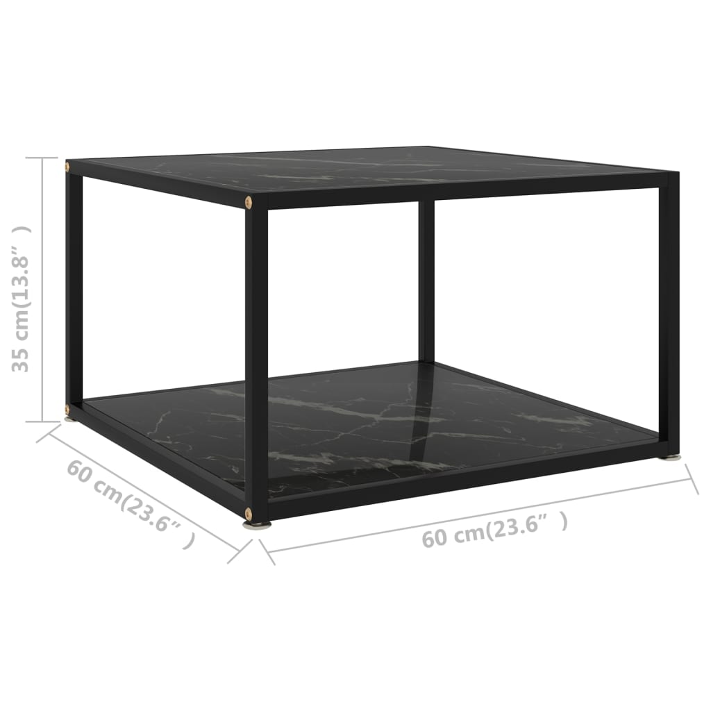 Coffee Table Black 60x60x35 cm Tempered Glass